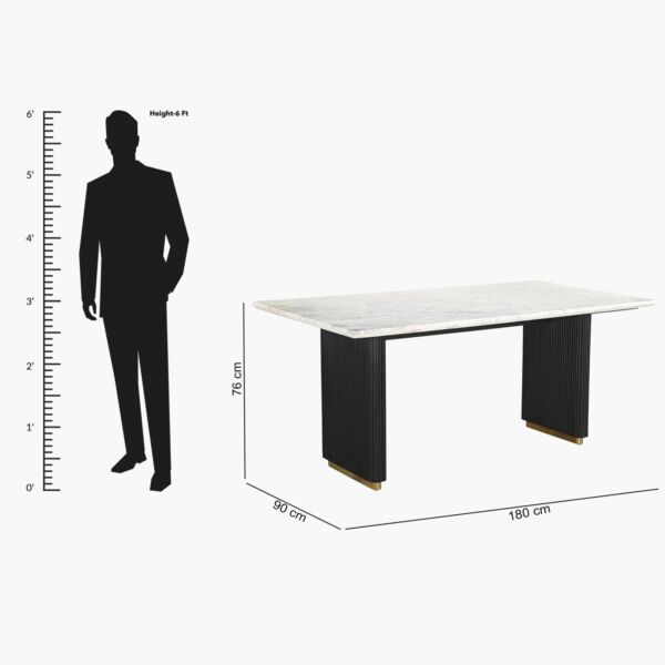 طاولة طعام 6 مقاعد بسطح من الرخام الأبيض من فابيو