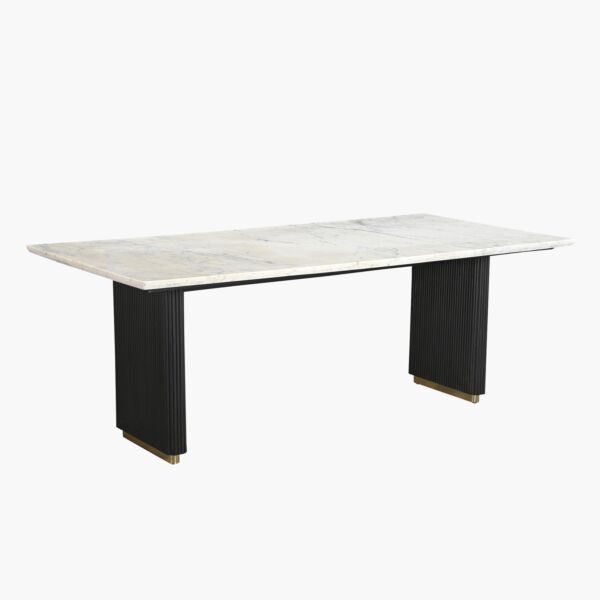 طاولة طعام 8 مقاعد بسطح من الرخام الأبيض من فابيو