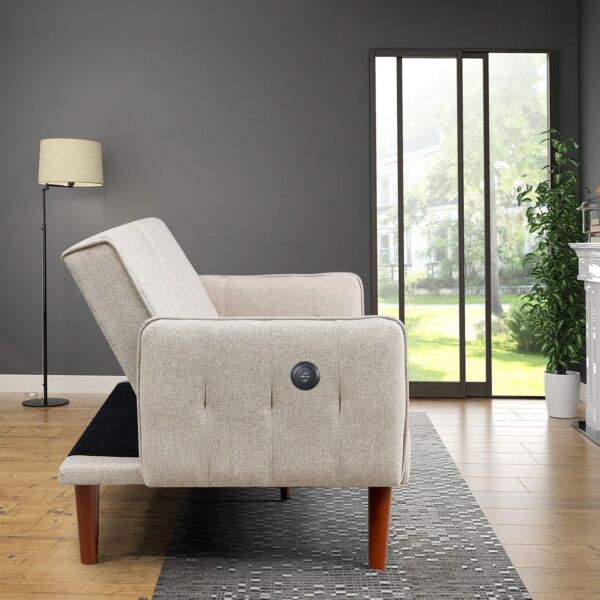 كنبة سرير مع 2 حامل أكواب وشاحن يو إس بي من دابلن