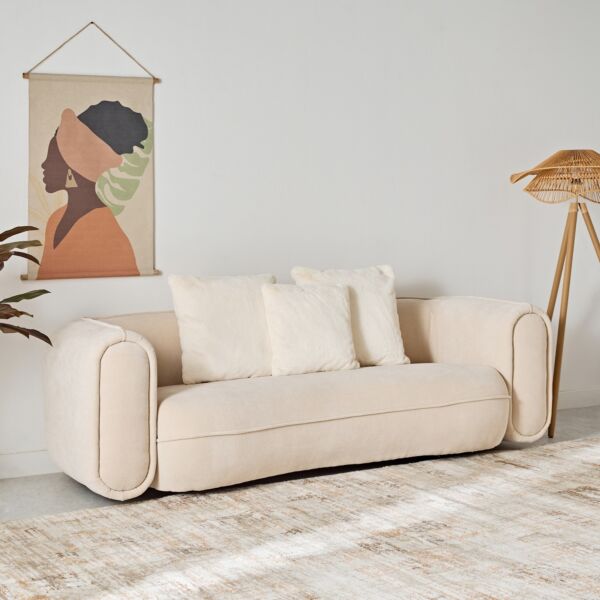 كنبة قماش 3 مقاعد و3 وسائد من فينيكس