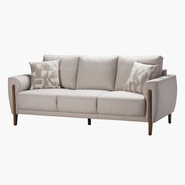 كنبة قماش 3 مقاعد مع وسادتين من باسو