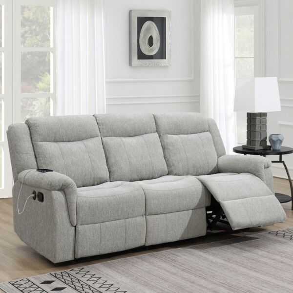 كنبة استرخاء قماش 3 مقاعد مع يو إس بي من جين