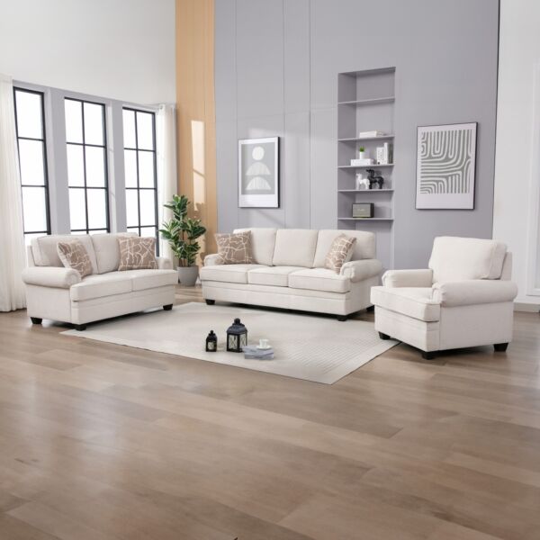 كنبة قماش 3 مقاعد مع وسادتين من أشتون إن إكس تي