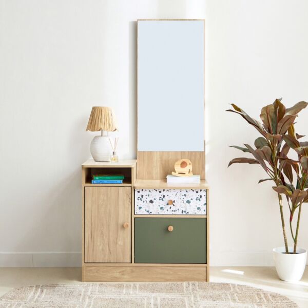 طاولة تزيين بدرجين وباب ومرآة فيرن