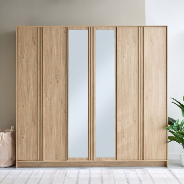 خزانة ملابس بـ6 أبواب و 2 أدراج ومرآة من داينستي