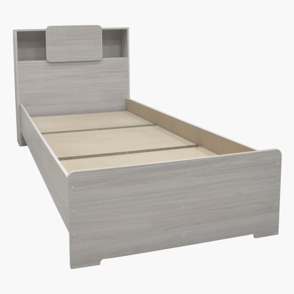 سرير فردي ذكي مع لوح رأسي بمساحة تخزين من إلموود - 90x200 سم