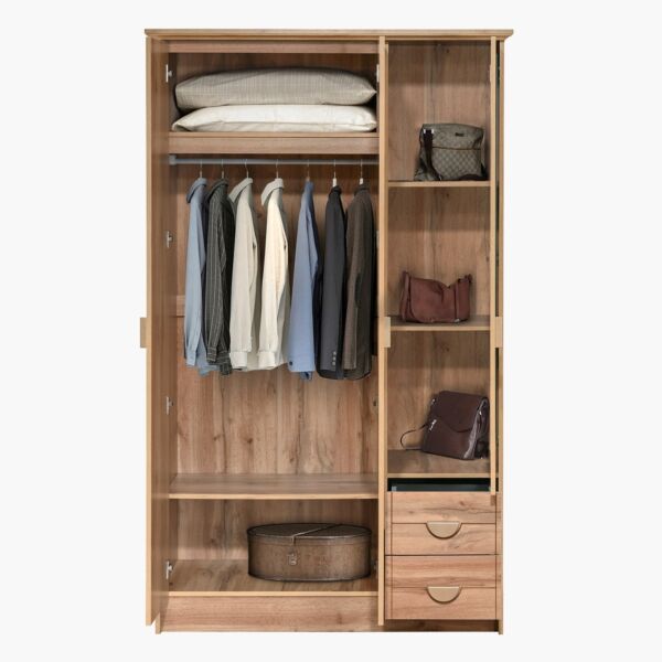 خزانة ملابس بـ 3 أبواب ودرجين ومرآة من كارنيشن