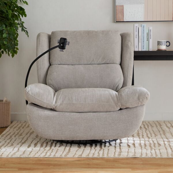 كرسي دوار مزود بوحدة تخزين بالأذرع وحامل شحن لاسلكي سريع من بليز باور