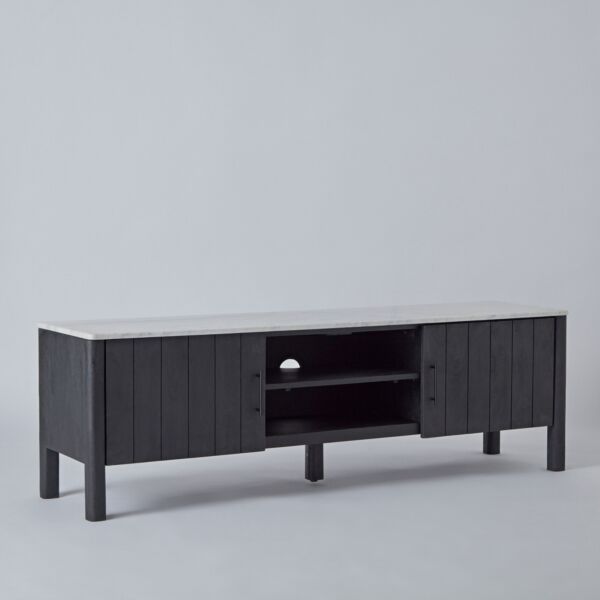 طاولة تلفزيون 160 سم خشب صلب سطح رخام اصلي 70 بوصة فابيو