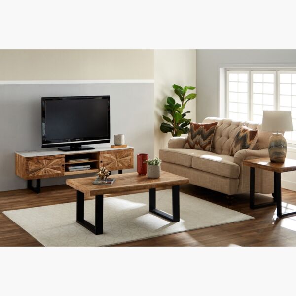 طاولة تلفزيون 160 سم خشب صلب سطح رخام اصلي 70 بوصة فلوريا