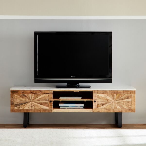 طاولة تلفزيون 160 سم خشب صلب سطح رخام اصلي 70 بوصة فلوريا