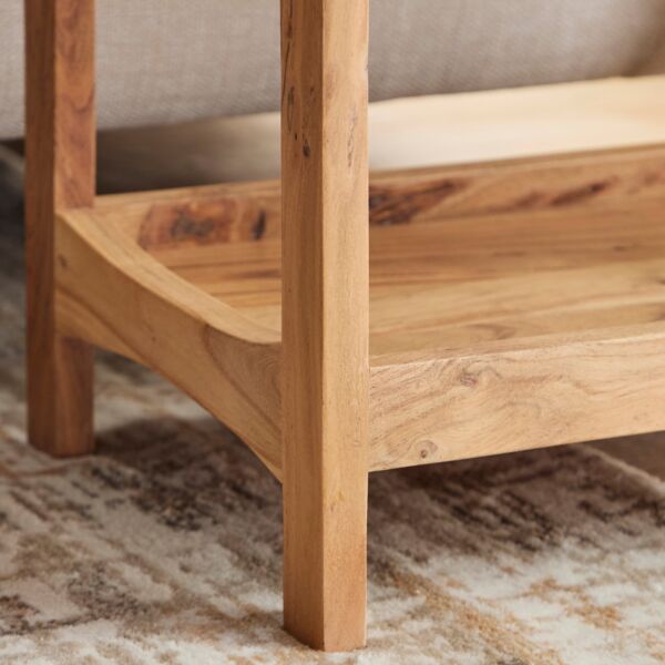 طاولة جانبية طويلة بسطح رخامي مع رف من ميدتاون