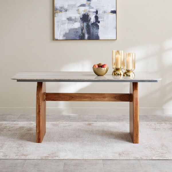 طاولة طعام لـ 6 مقاعد بسطح رخام من سيول