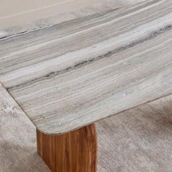 طاولة طعام لـ 6 مقاعد بسطح رخام من سيول