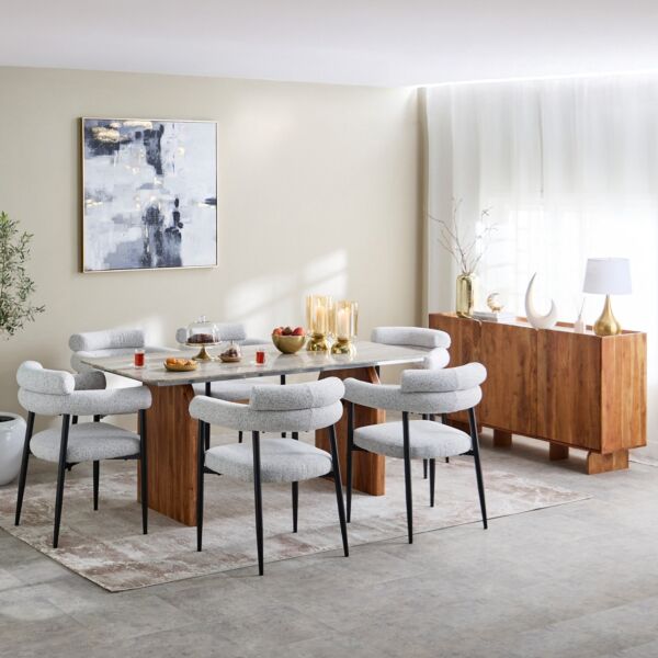 طاولة طعام لـ 6 مقاعد بسطح رخام من سيول