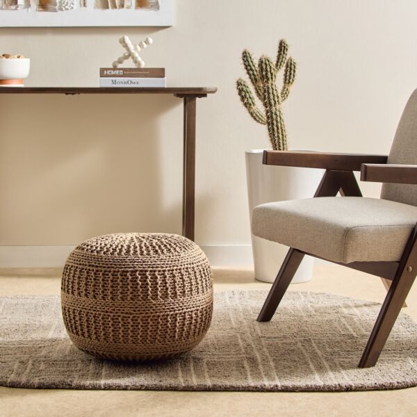 مقعد بوف محبوك إسنشيال 50x50x35 سم