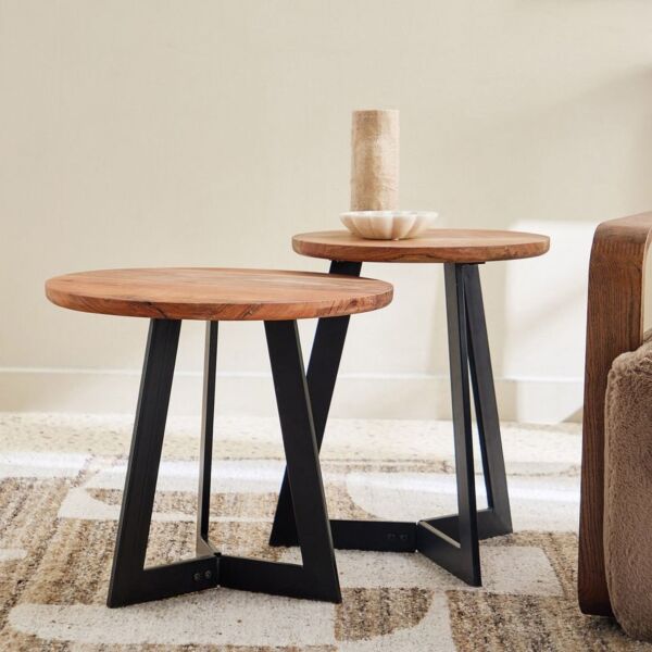 طقم طاولات متداخلة بسطح صلب قطعتين من جوشوا