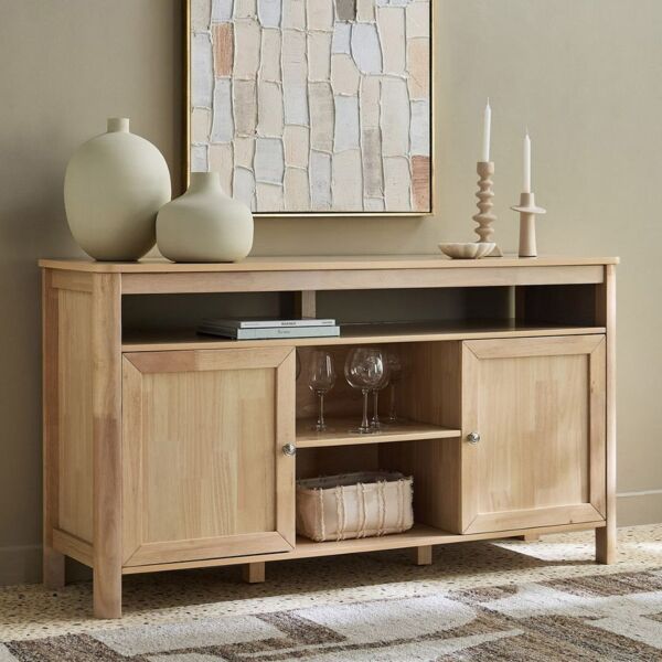 طاولة بوفيه بابين ميلان - خشبي فاتح