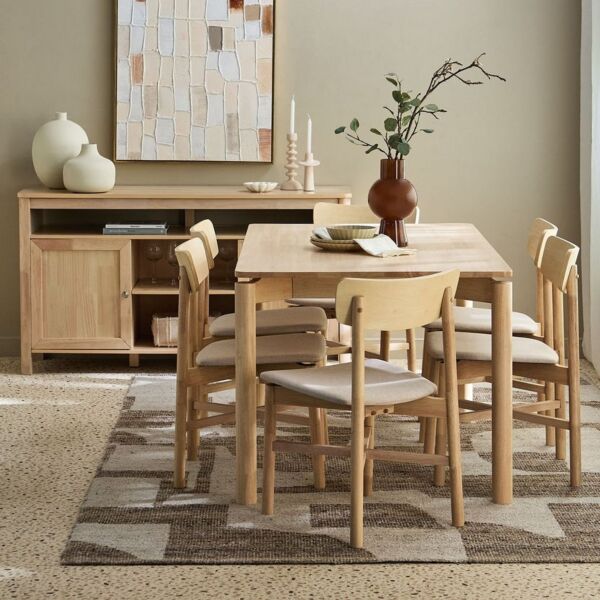 طاولة بوفيه بابين ميلان - خشبي فاتح