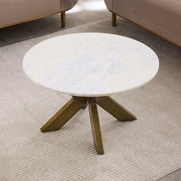 طاولة قهوة مستديرة بسطح رخام أصلي من بورتولا