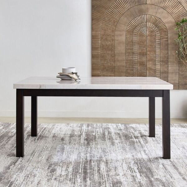 طقم طاولة طعام 6 مقاعد بسطح رخام أصلي إن إكس تي من أورلاندو