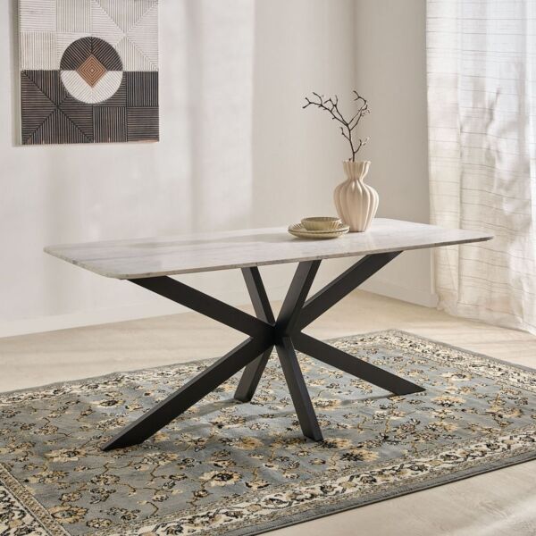 طاولة طعام 6 مقاعد بسطح رخام أصلي من بول