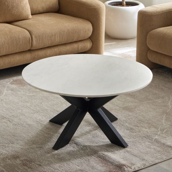 طاولة قهوة مستديرة بسطح رخام أصلي من بول