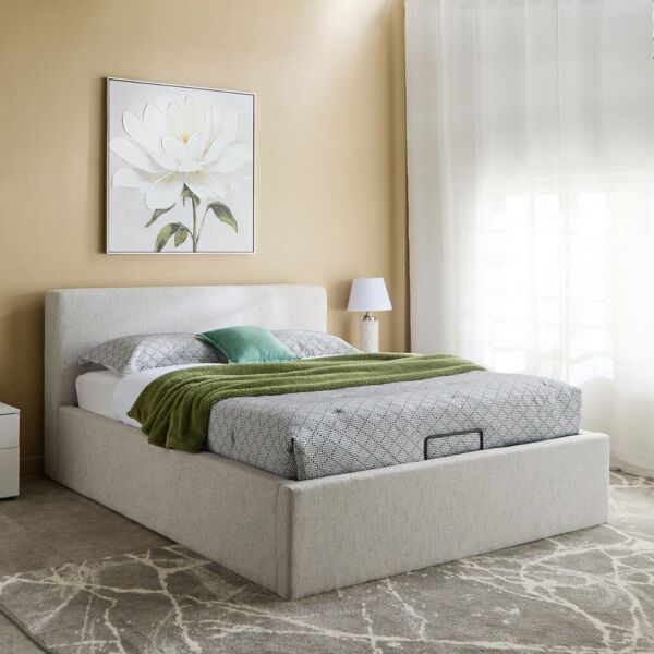 سرير كوين منجد بمساحة تخزين هيدروليك من ليبرتي - 160x200 سم