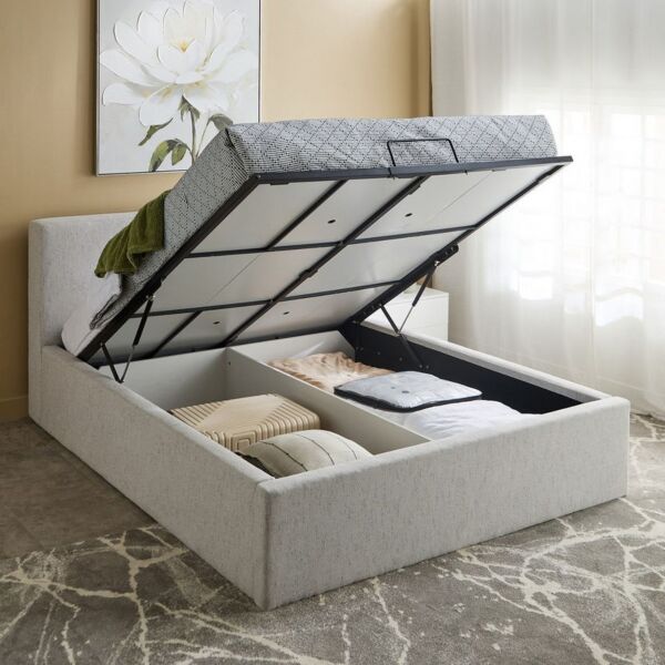 سرير كوين منجد بمساحة تخزين هيدروليك من ليبرتي - 160x200 سم