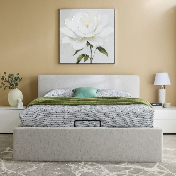 سرير كوين منجد بمساحة تخزين هيدروليك من ليبرتي - 160x200 سم