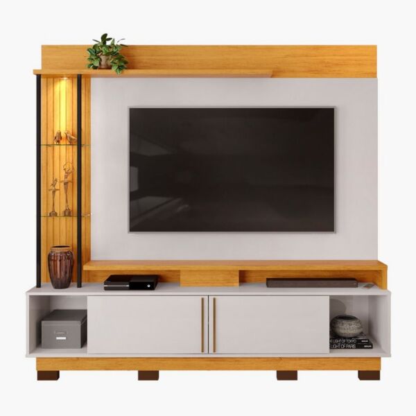 طاولة تلفزيون حائط للأجهزة حتى 70 بوصة مع إضاءة إل إي دي مارتن