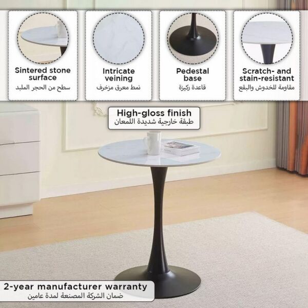 طاولة طعام حجر جيري مستديرة لشخصين من إلفيس