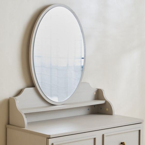 طاولة تزيين بـ4 أدراج ورفوف مفتوحة مع مرآة من بيرجنز