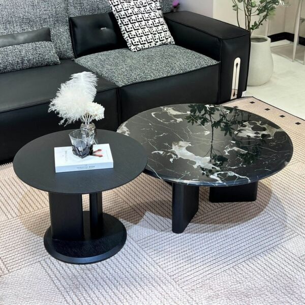 طقم طاولة قهوة بسطح حجري قطعتين كورال