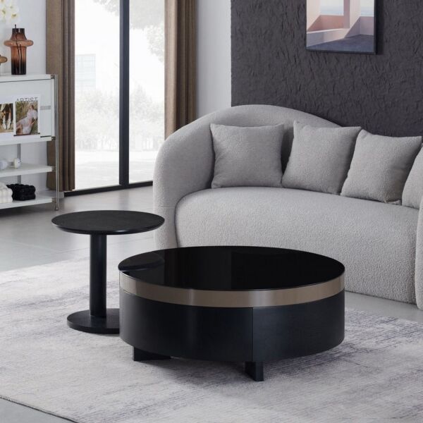 طقم طاولة قهوة بسطح زجاجي إليجانس قطعتين