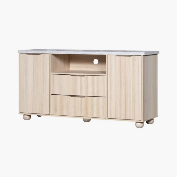 طاولة تلفزيون مرتفعة بابين ودرجين للأجهزة حتى 65 بوصة آيلاند