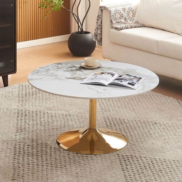 طاولة قهوة مستديرة حجر ملبد من إلفيس