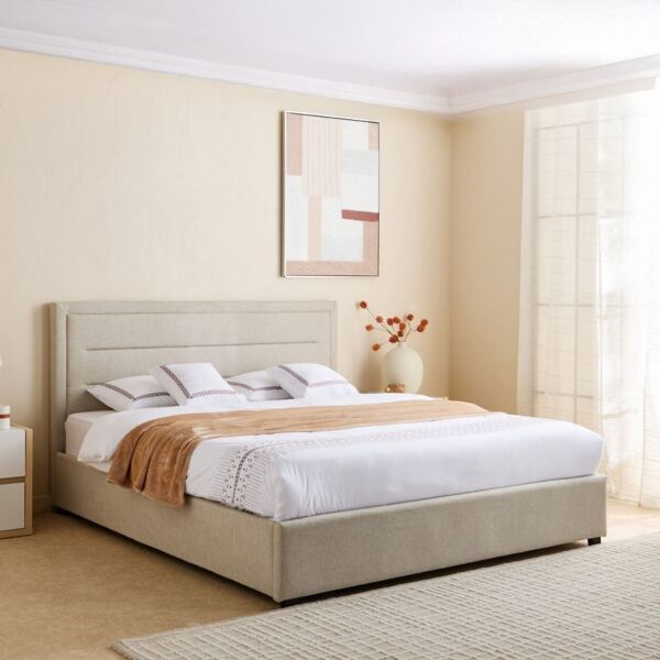 سرير كوين منجد بمساحة تخزين هيدروليك جانبية أرتيسان - 160x200 سم