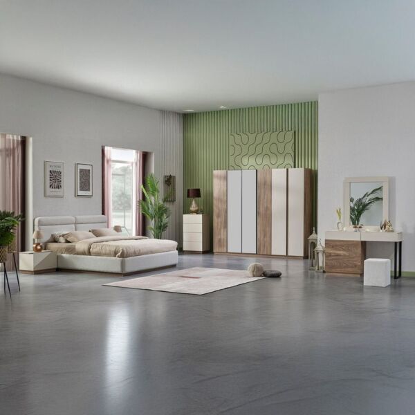 طقم غرفة نوم كينج 6 قطع من ليونا - 180x200 سم