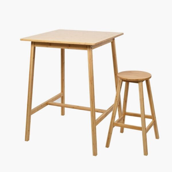 طقم طاولة طعام مرتفعة بمقعدين من الخشب الصلب من هانوي