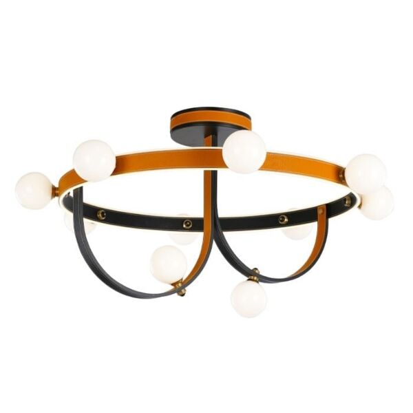 إنارة معلقة دائري بار سبيرال جلد - برتقالي واسود