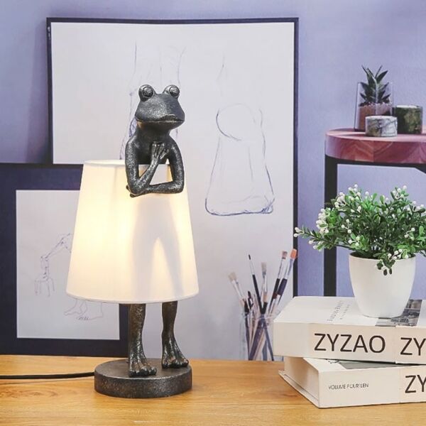 ابجورة طاولة ضفدع متكتف - رمادي وبيج