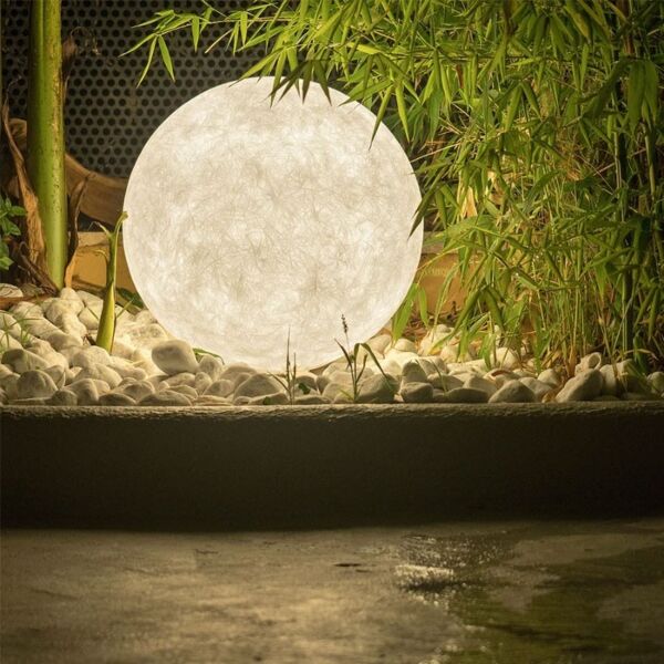 اضاءة ارضية خارجية كرة قمر مضيء - ابيض