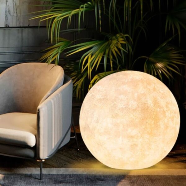 اضاءة ارضية خارجية كرة قمر مضيء - ابيض