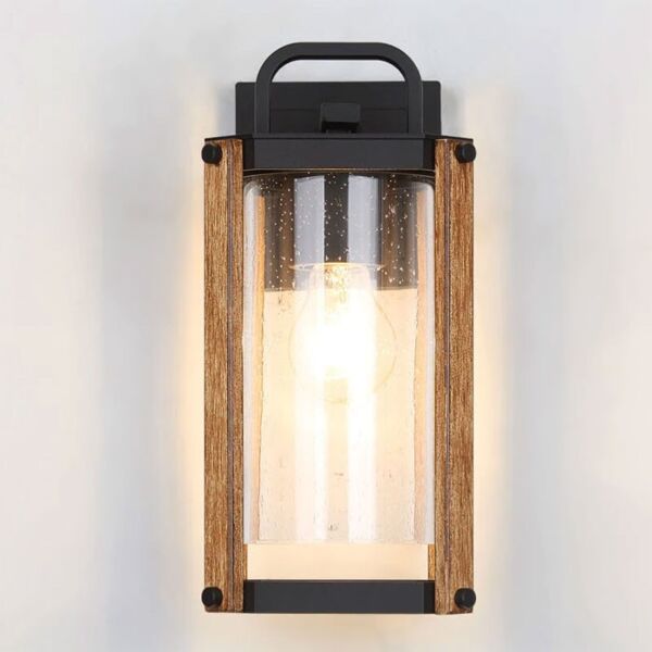 اضاءة جدارية خارجية سميكي - اسود وخشبي