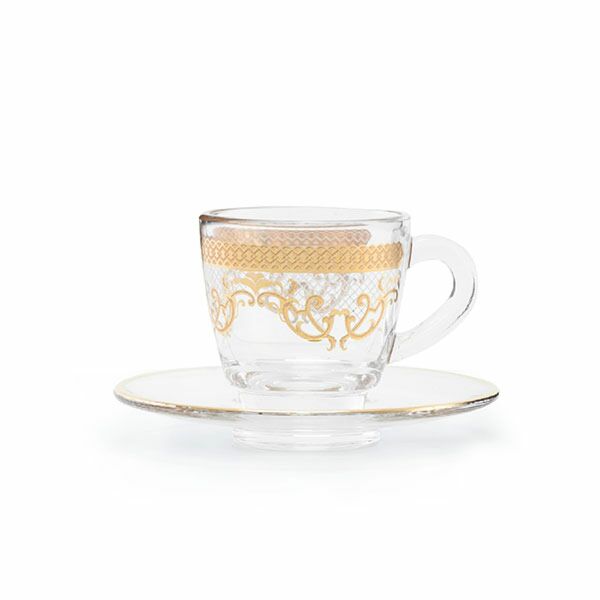 طقم فناجين قهوة تركية ل 6 أشخاص ترينا - ذهبي