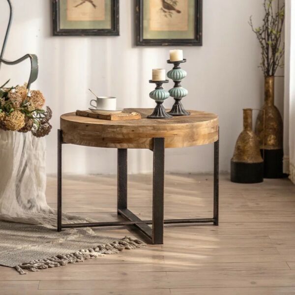 طاولة جانبية سطح خشب ايزي-بني واسود