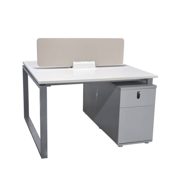 مكتب عمل لشخصين مع قاطع ارجوا - فضي وابيض