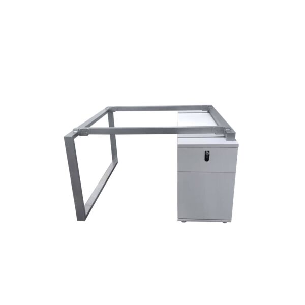 مكتب عمل لشخصين بدون سطح الطاولة ارجوا - فضي وابيض