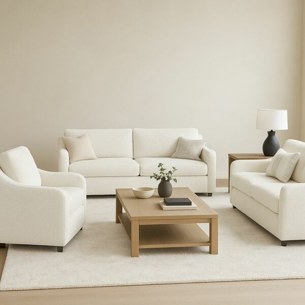 طقم كنب 3 قطع اربيلاي - ابيض